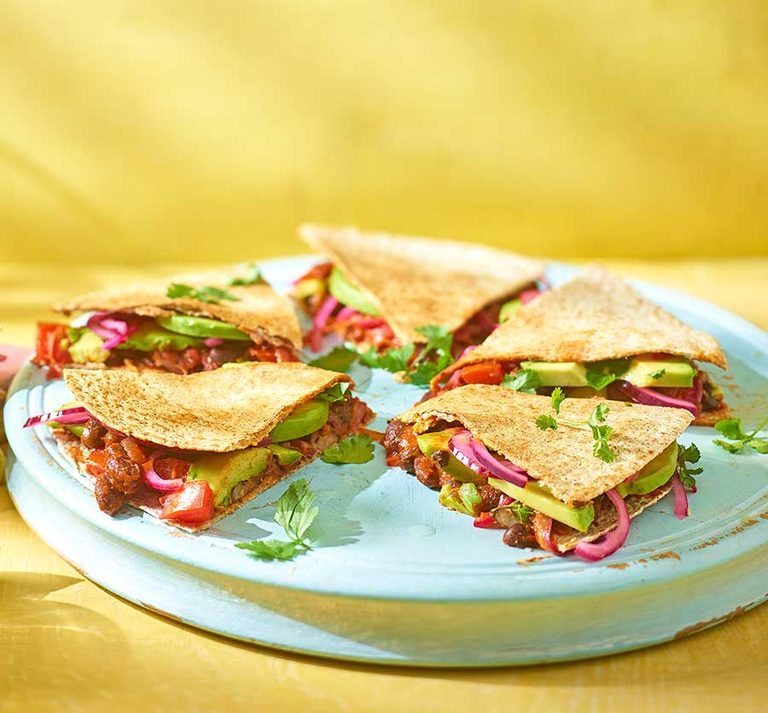 Spicy Bean and Avocado Quesadillas