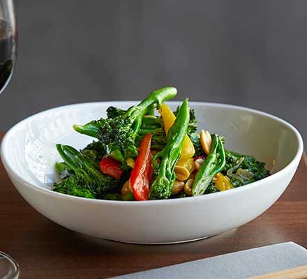 Wok-fried long-stem broccoli