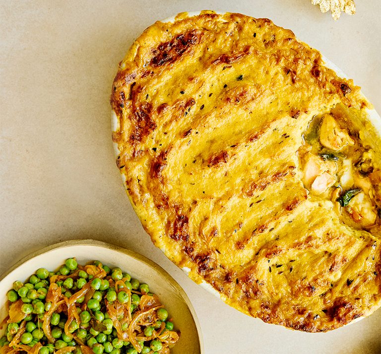 Tamil Sri Lankan Curry Fish Pie with Devilled Peas