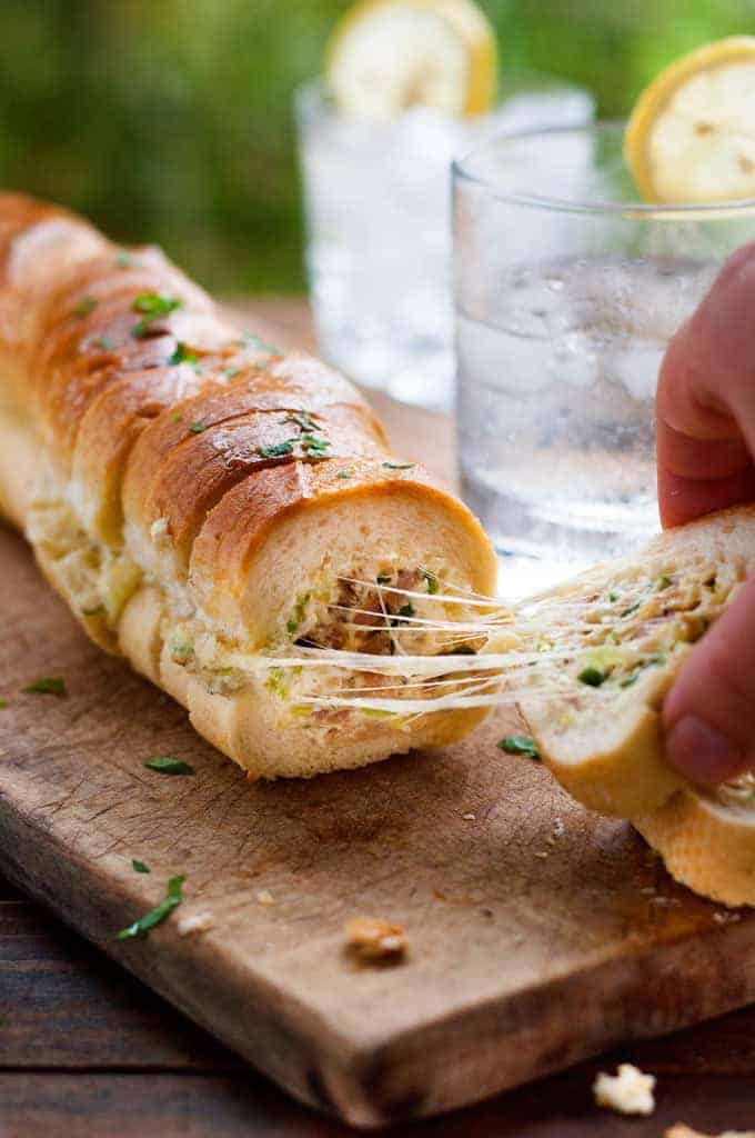 Cheesy Jalapeno Bacon Stuffed Baguette