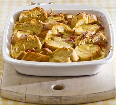 Savoury bread and butter pudding