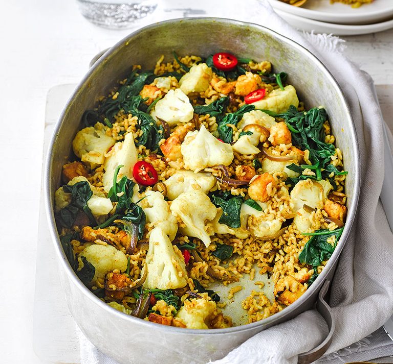 Spicy Cauliflower and Halloumi Rice