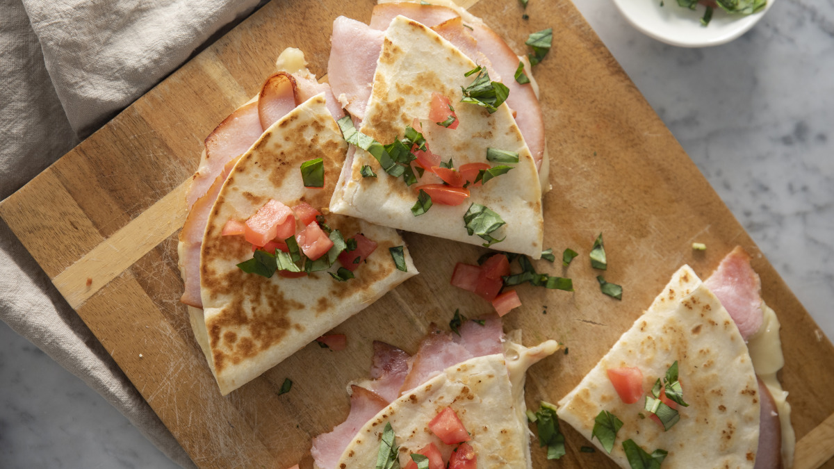 Ham and Swiss Quesadilla