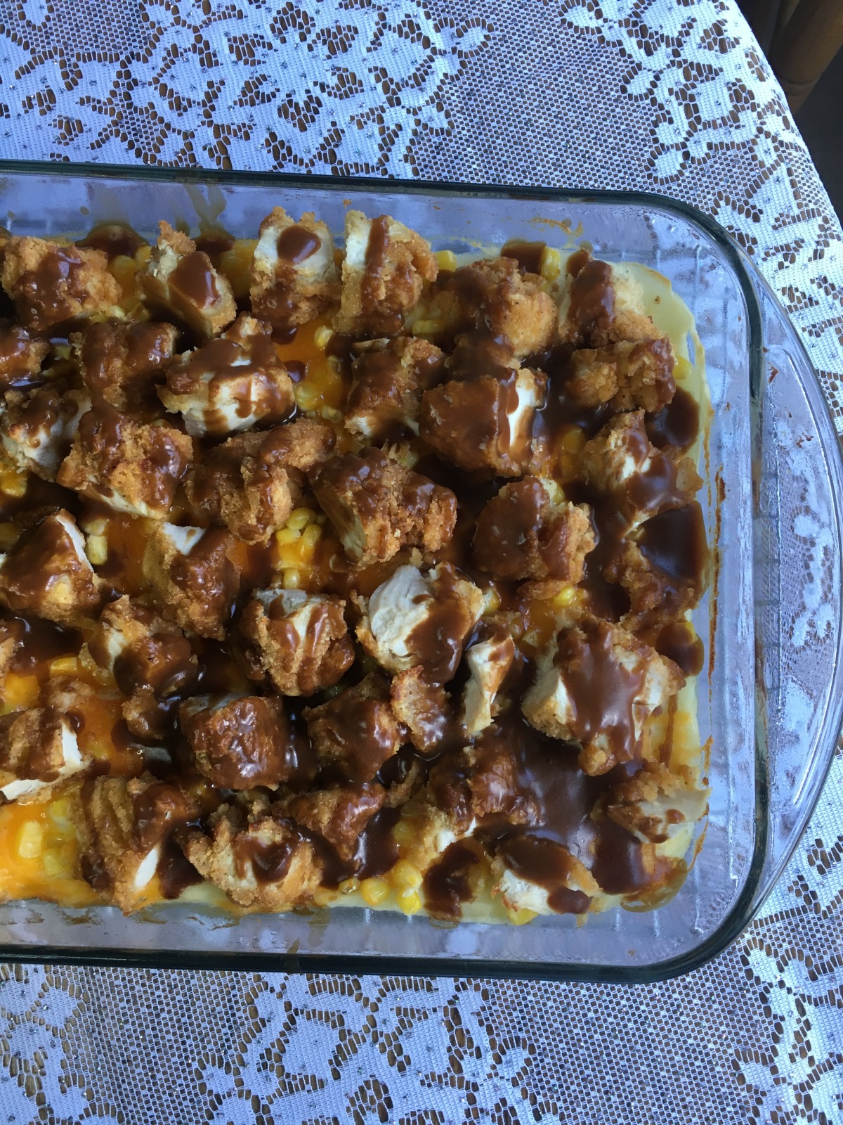 Mashed Potato Casserole With Crispy Chicken