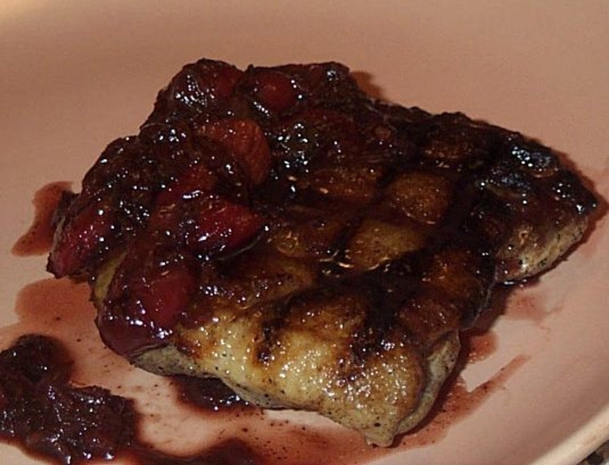 Seared Duck Breasts With Cherry Rhubarb Chutney