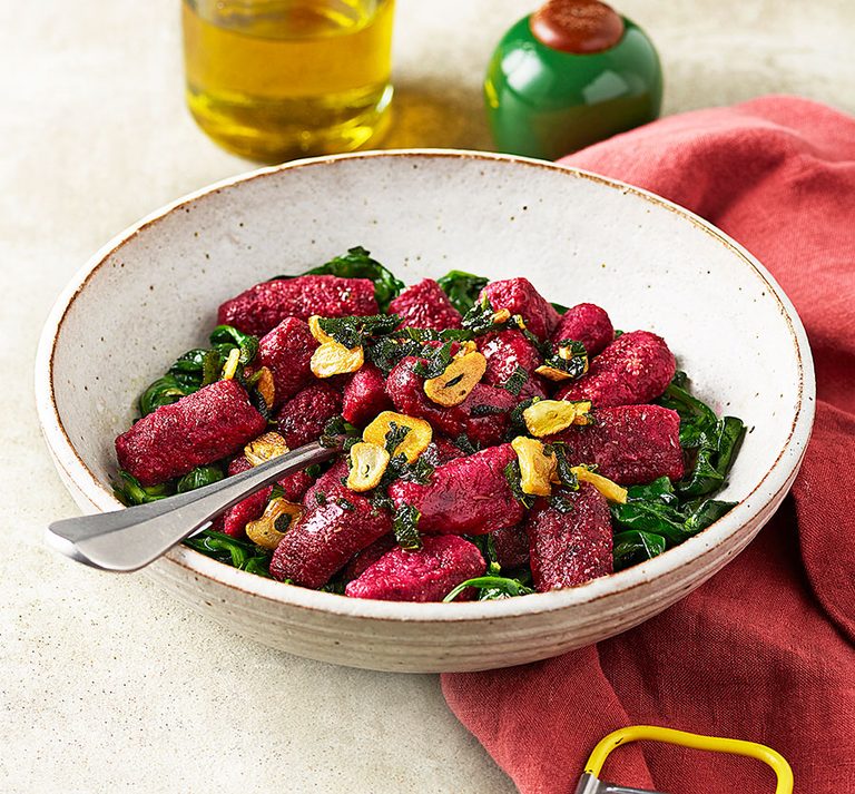 Beetroot Gnocchi with Crispy Garlic and Sage