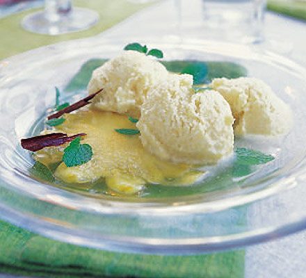 Pineapple & coconut ice with poached pineapple