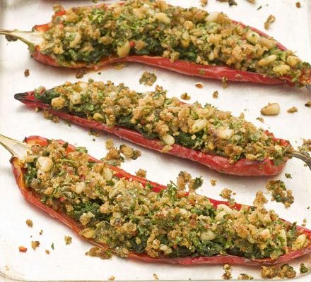 Baked stuffed Romano peppers