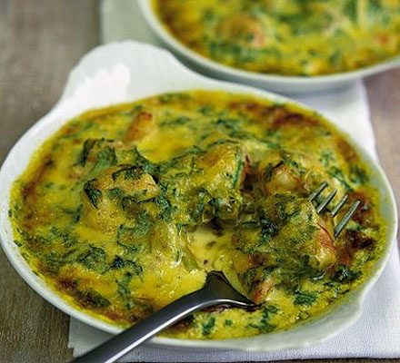 Leek & prawn gratin