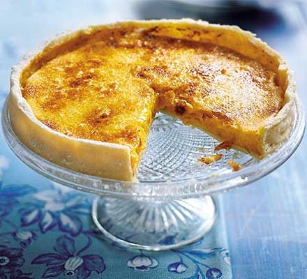 Caramelised passion fruit & lime tart