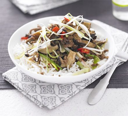 Spicy Beef, Shiitake and Aubergine Stir-Fry