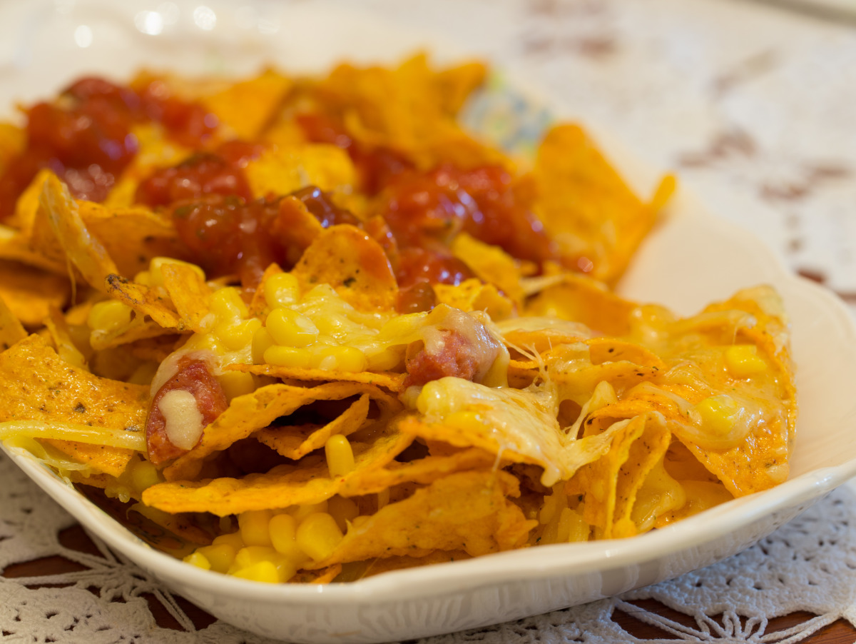 Spicy Corn and Chorizo Nachos