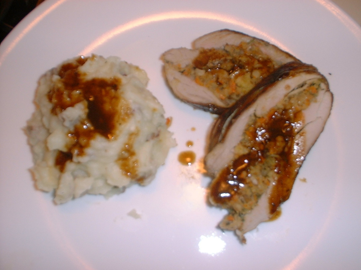 Pork Tenderloin with Mushroom Stuffing & Pan-seared Onion & Appl