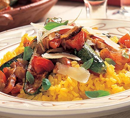 Spicy Courgettes with Saffron Risotto