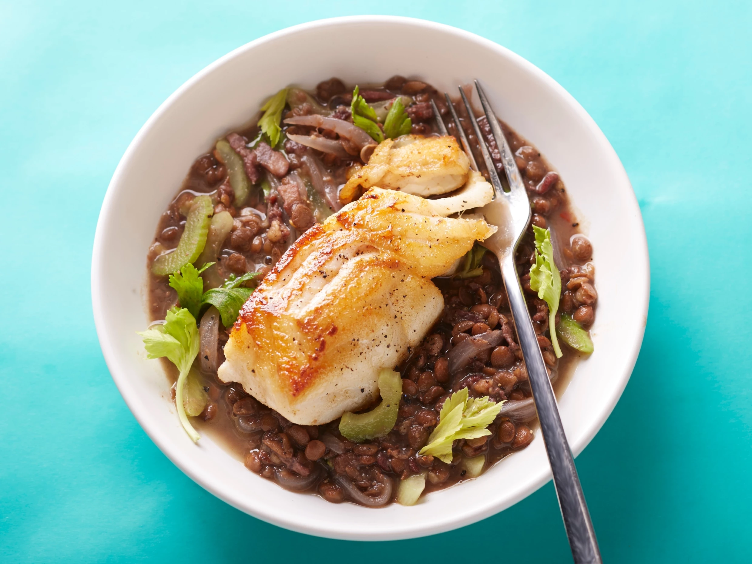 25-Minute Cod with Lentils