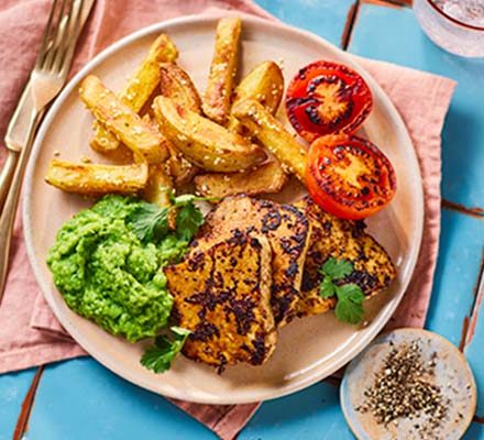 Tofu steaks with chips