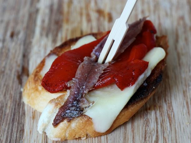 Anchovy, Red Pepper, and Manchego Pintxos Recipe