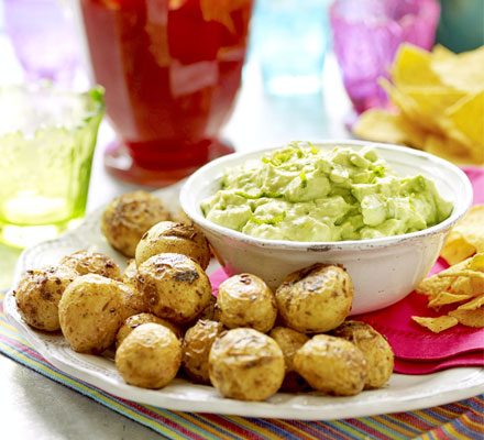 Avocado dip with new potatoes