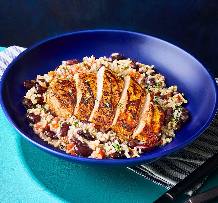 Spicy Chicken with Coconut Rice and Beans