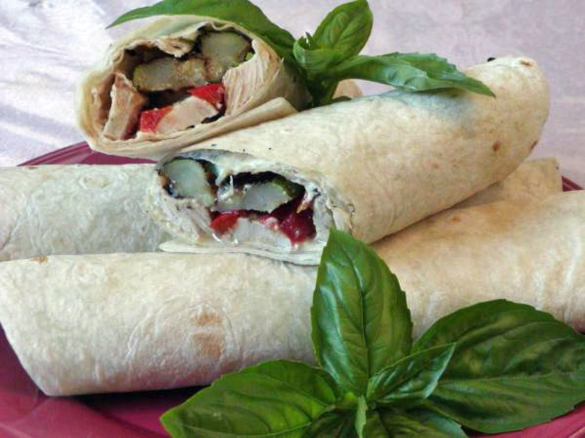 Chicken With Zucchini and Roasted Pepper Wraps