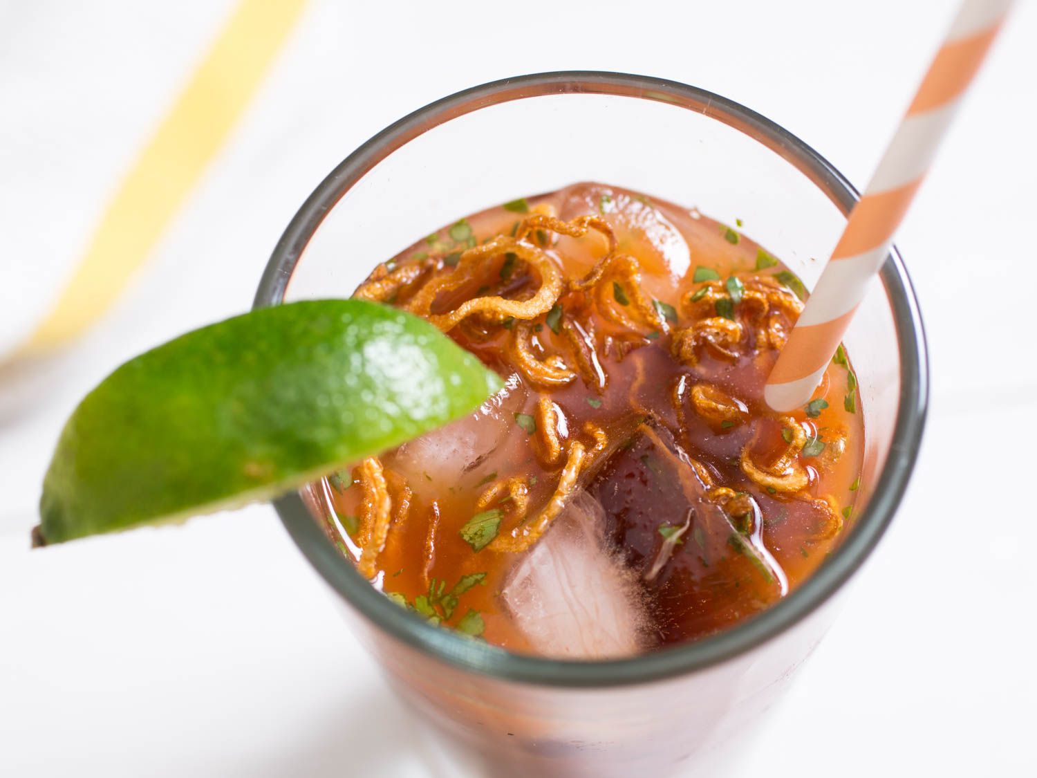 Spicy Bloody Mary With Cilantro and Fried Shallots