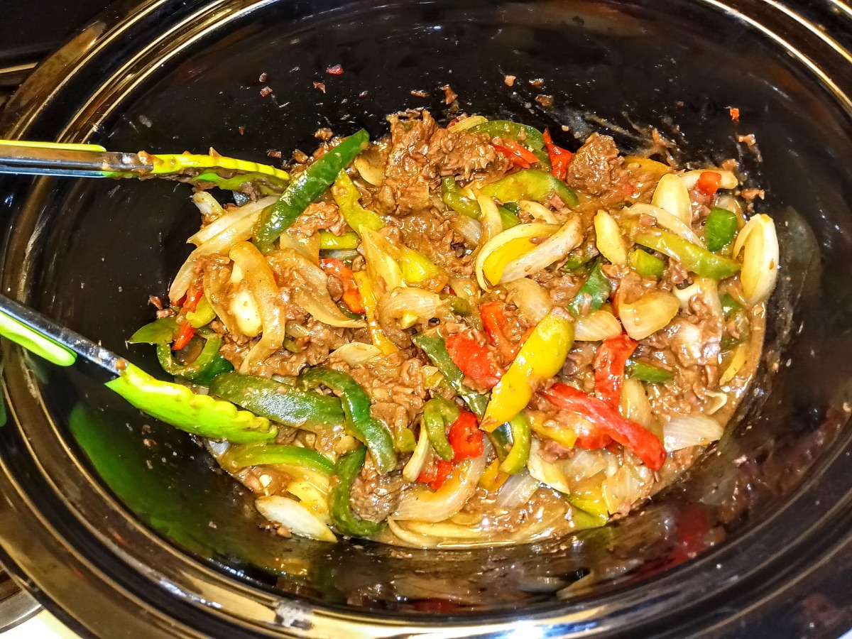 Crock Pot Pepper Steak & Onions