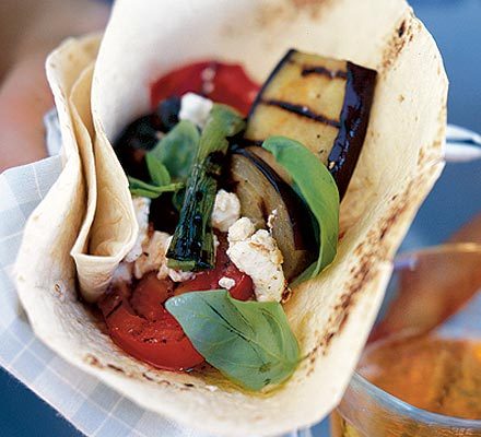 BBQ vegetables with goat's cheese