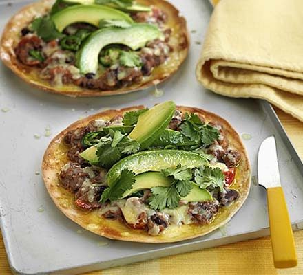 Spicy Bean and Avocado Tostados