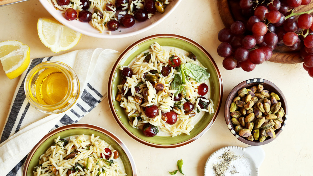 Orzo, Grape and Pistachio Salad