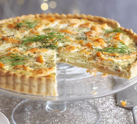 Salmon, dill & potato tart