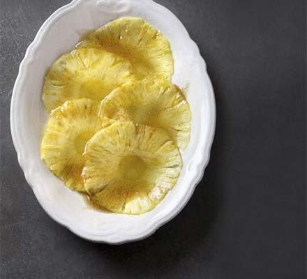 Homemade pineapple slices in syrup