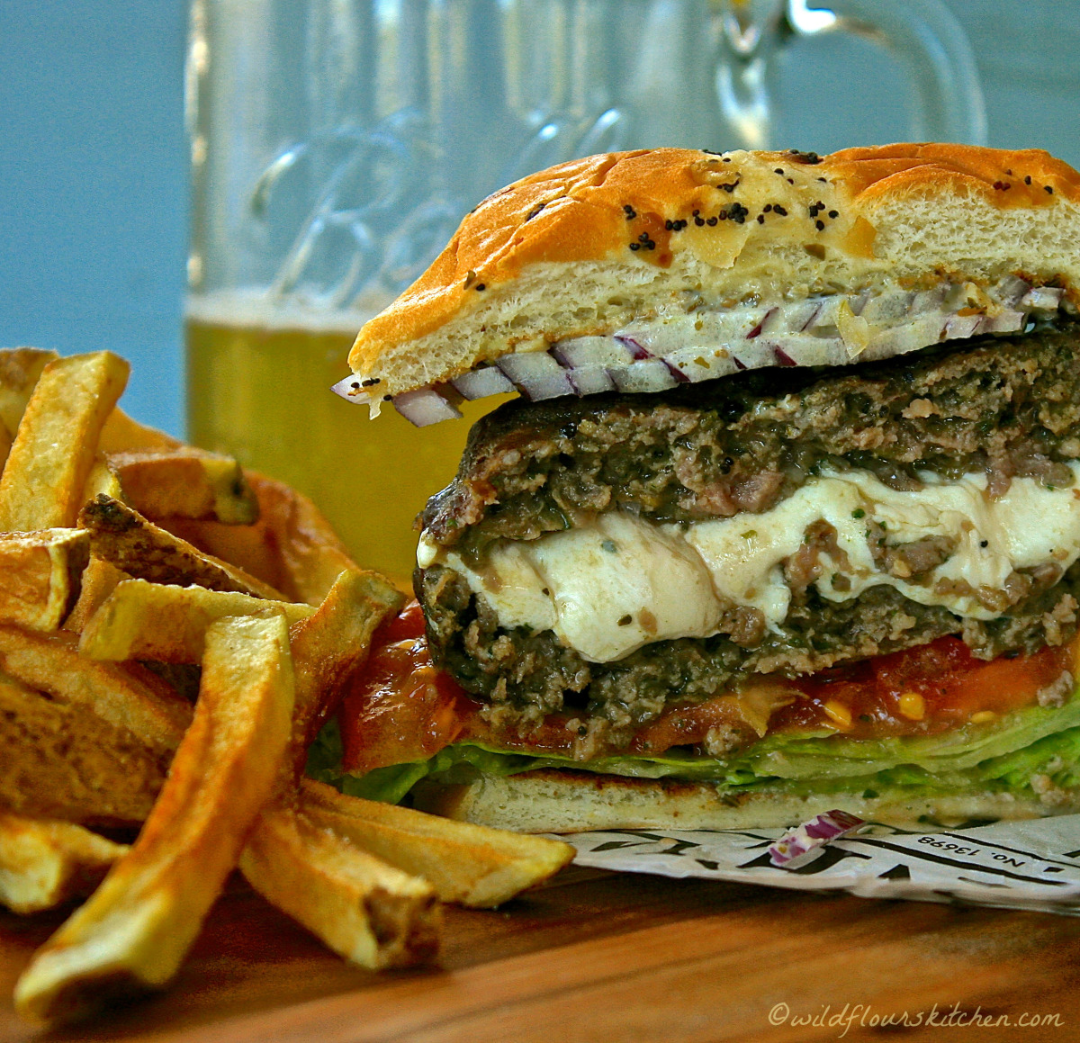 Killer Provolone-Stuffed Pesto Burgers