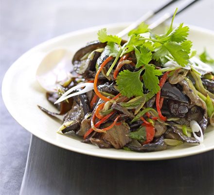 Aubergine salad with black bean