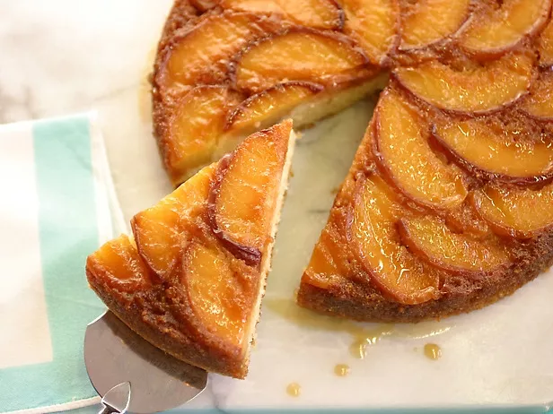 Caramel peach upside-down cake