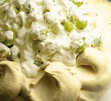 Gooseberry syllabub pavlova