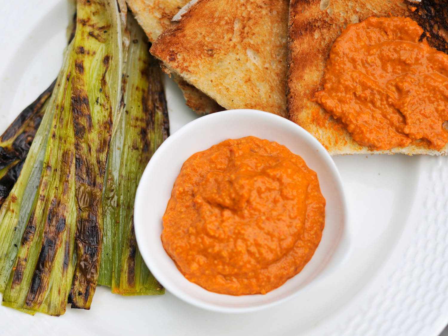 Grilled Leeks With Romesco Sauce Recipe