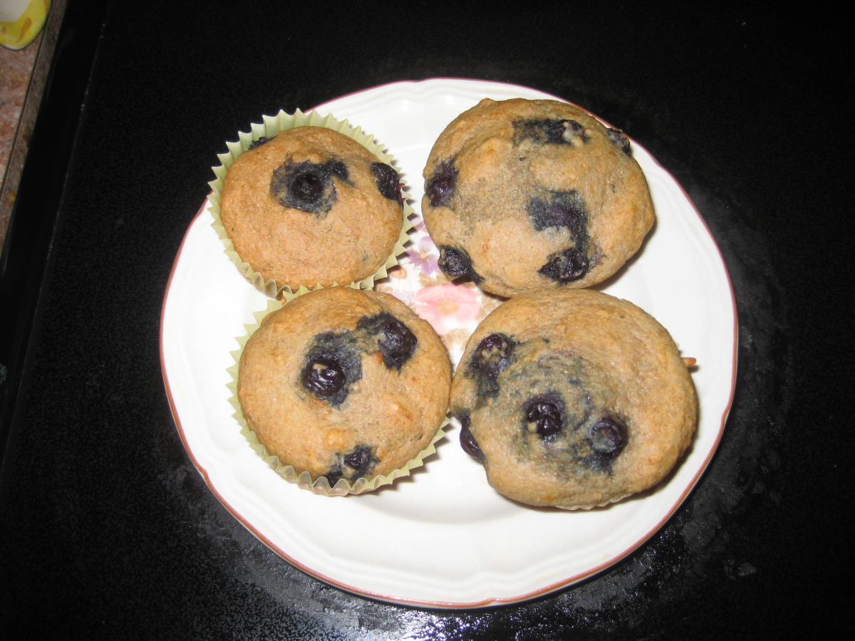 100% Whole Wheat Blueberry Muffins